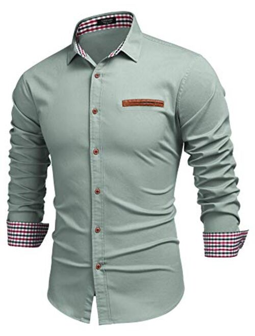 COOFANDY Men's Casual Dress Shirt Button Down Shirts Long-Sleeve Denim Work Shirt