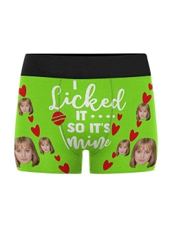 Custom Girlfriend Face I Licked It Men's Boxer Briefs Birthday Day Gifts Love Underwear Shorts Underpants with Photo