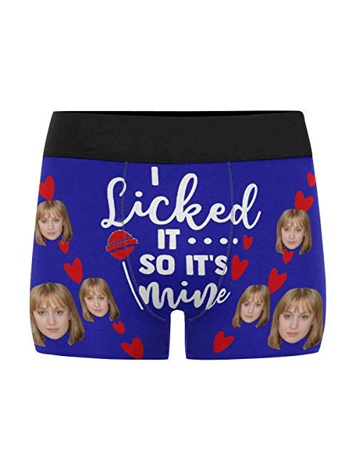 Custom Girlfriend Face I Licked It Men's Boxer Briefs Birthday Day Gifts Love Underwear Shorts Underpants with Photo