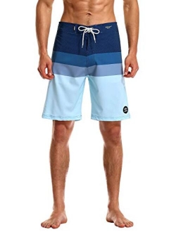 AXESEA Mens Swim Trunks Quick Dry Surf Long Elastic with Pockets Swimwear Bathing Suits No Mesh Lining