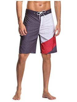 AXESEA Mens Swim Trunks Quick Dry Surf Long Elastic with Pockets Swimwear Bathing Suits No Mesh Lining