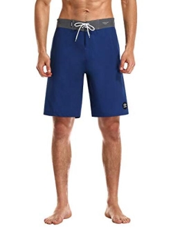 AXESEA Mens Swim Trunks Quick Dry Surf Long Elastic with Pockets Swimwear Bathing Suits No Mesh Lining