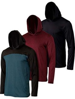 3 Pack: Mens Dry Fit Moisture Wicking Long Sleeve Active Athletic Hoodie Pullover Sweatshirt