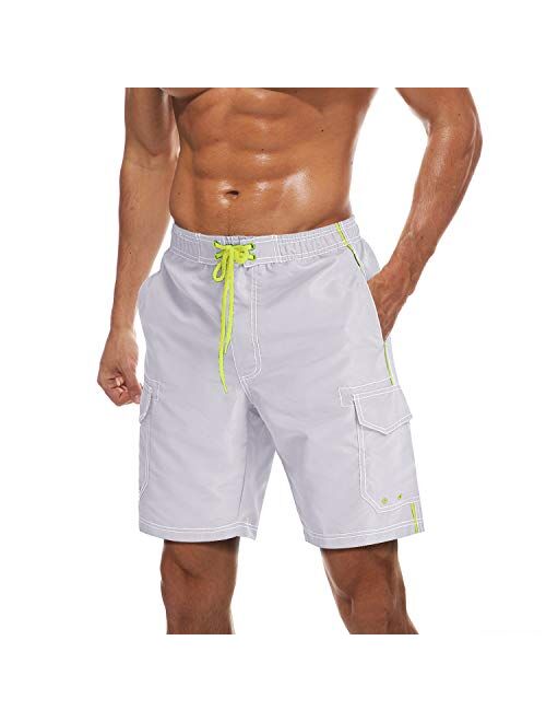 TACVASEN Men's Summer Quick Dry Swim Trunks Bathing Suit Shorts with Lining Men