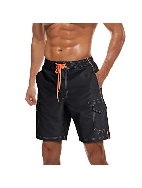 TACVASEN Men's Summer Quick Dry Swim Trunks Bathing Suit Shorts with Lining Men