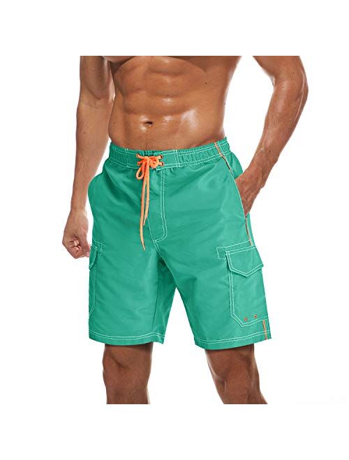 TACVASEN Men's Summer Quick Dry Swim Trunks Bathing Suit Shorts with Lining Men