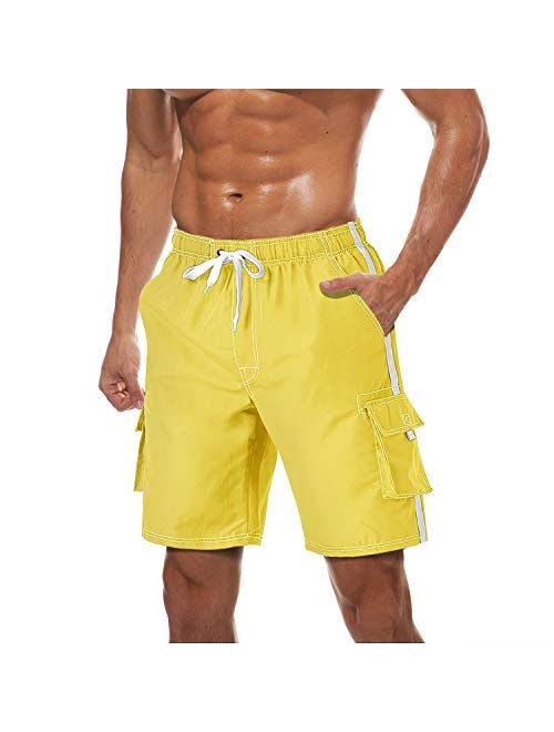 TACVASEN Men's Summer Quick Dry Swim Trunks Bathing Suit Shorts with Lining Men