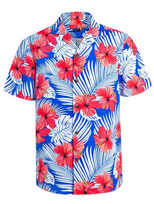 Hawaiian Shirts for Men Short Sleeve Regular Fit Mens Floral Shirts