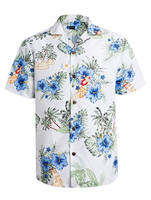 Hawaiian Shirts for Men Short Sleeve Regular Fit Mens Floral Shirts