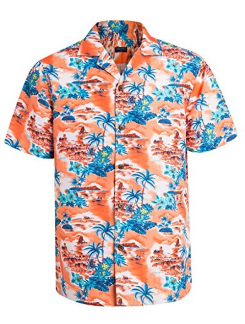 Hawaiian Shirts for Men Short Sleeve Regular Fit Mens Floral Shirts