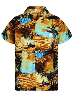 V.H.O. Funky Hawaiian Shirt Men Casual Front Pocket Button Down Very Loud Shortsleeve Unisex Surf