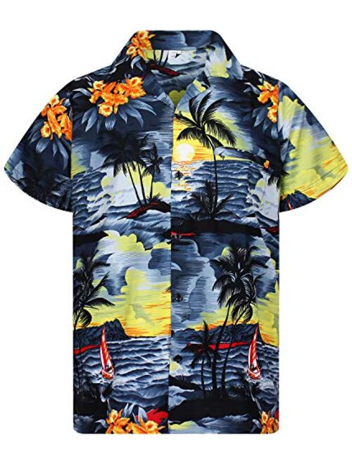 V.H.O. Funky Hawaiian Shirt Men Casual Front Pocket Button Down Very Loud Shortsleeve Unisex Surf