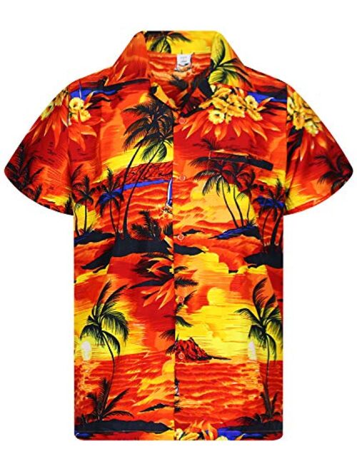 V.H.O. Funky Hawaiian Shirt Men Casual Front Pocket Button Down Very Loud Shortsleeve Unisex Surf