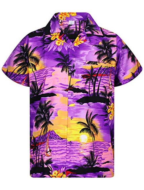 V.H.O. Funky Hawaiian Shirt Men Casual Front Pocket Button Down Very Loud Shortsleeve Unisex Surf