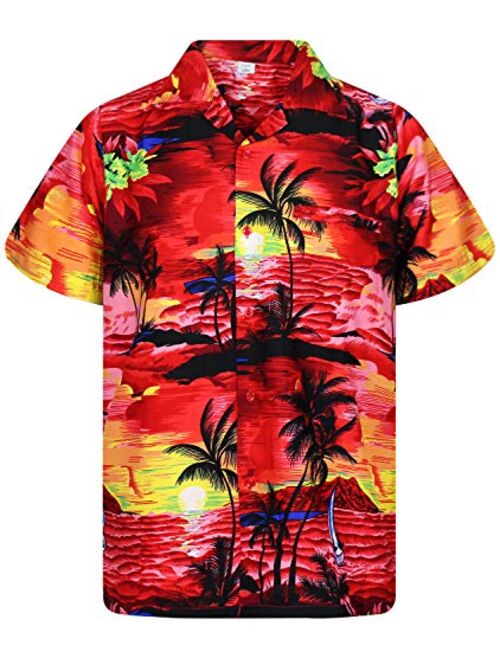 V.H.O. Funky Hawaiian Shirt Men Casual Front Pocket Button Down Very Loud Shortsleeve Unisex Surf