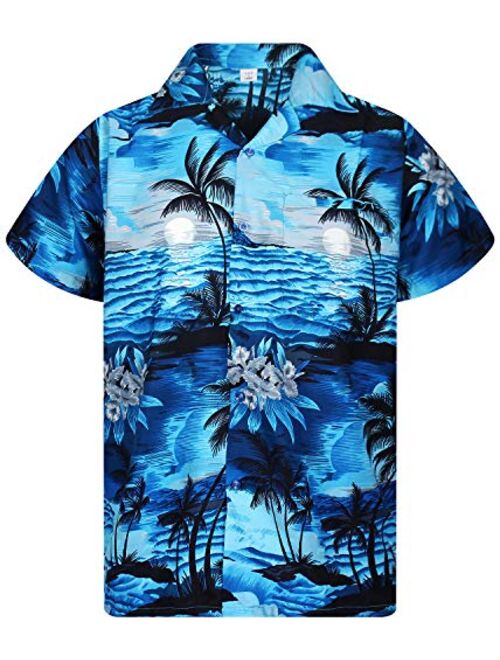 V.H.O. Funky Hawaiian Shirt Men Casual Front Pocket Button Down Very Loud Shortsleeve Unisex Surf