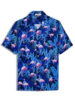 ELETOP Men's Hawaiian Shirt Short Sleeve Aloha Shirts Beach Party Floral Print Casual Shirts L2