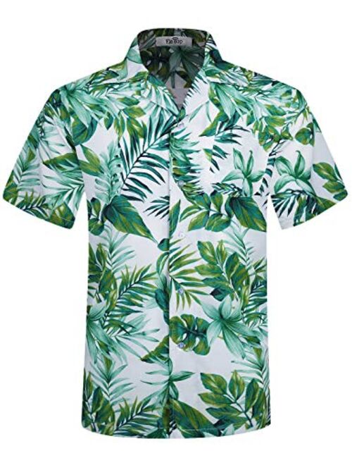 ELETOP Men's Hawaiian Shirt Short Sleeve Aloha Shirts Beach Party Floral Print Casual Shirts L2