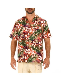 UZZI Men's Hawaiian Casual Button Down Short Sleeve Beach Surf Aloha Party Shirt