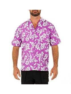 UZZI Men's Hawaiian Casual Button Down Short Sleeve Beach Surf Aloha Party Shirt