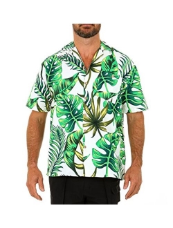 UZZI Men's Hawaiian Casual Button Down Short Sleeve Beach Surf Aloha Party Shirt