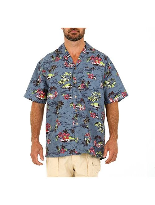 UZZI Men's Hawaiian Casual Button Down Short Sleeve Beach Surf Aloha Party Shirt