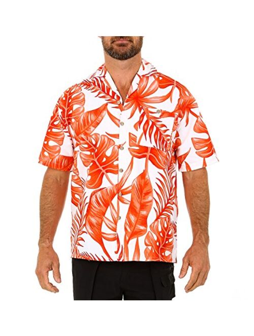 UZZI Men's Hawaiian Casual Button Down Short Sleeve Beach Surf Aloha Party Shirt