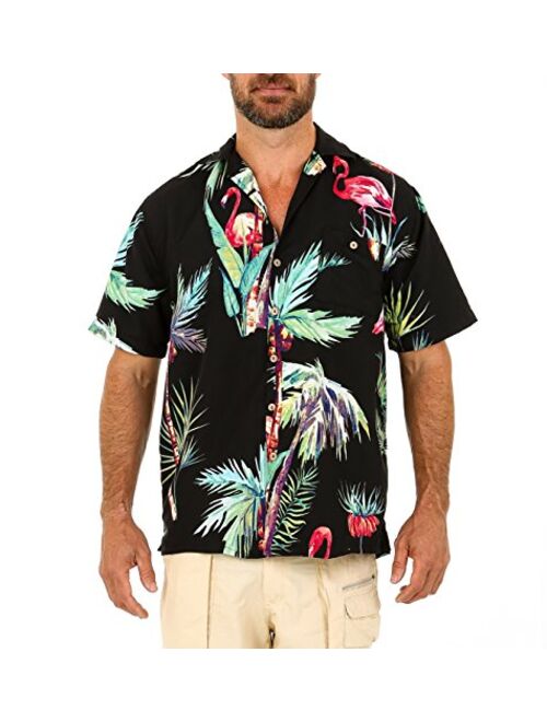 UZZI Men's Hawaiian Casual Button Down Short Sleeve Beach Surf Aloha Party Shirt