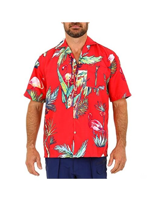 UZZI Men's Hawaiian Casual Button Down Short Sleeve Beach Surf Aloha Party Shirt