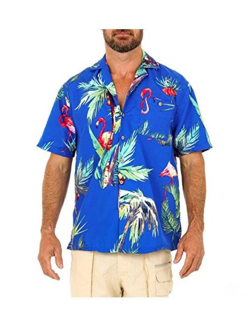 UZZI Men's Hawaiian Casual Button Down Short Sleeve Beach Surf Aloha Party Shirt