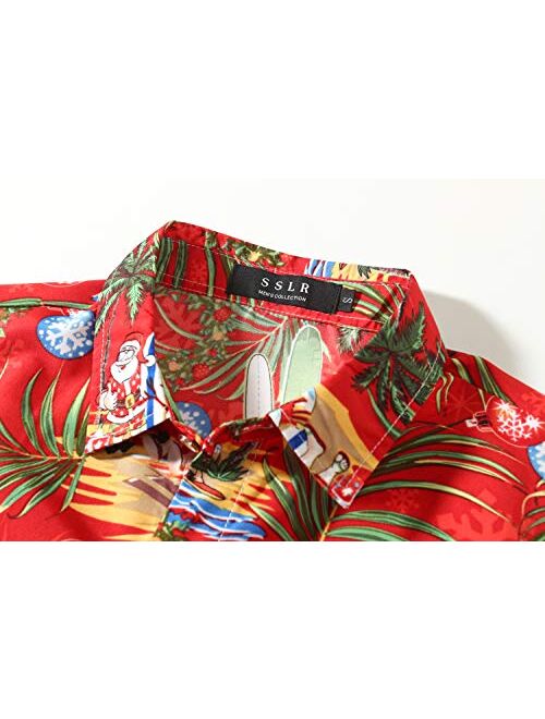 SSLR Xmas Holiday Button Down Ugly Hawaiian Christmas Shirts