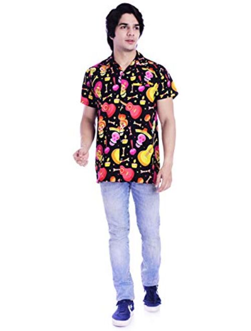 Virgin Crafts Hawaiian Shirt for Men Beach Holiday Party Casual Skull Printed Halloween Shirt