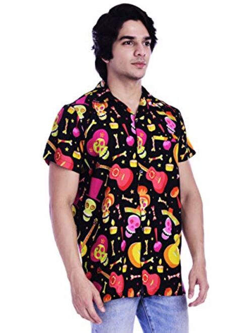 Virgin Crafts Hawaiian Shirt for Men Beach Holiday Party Casual Skull Printed Halloween Shirt