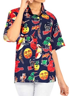 HAPPY BAY Men's 3D HD Vacation Beach Camp Short Sleeve Hawaiian Halloween Shirt