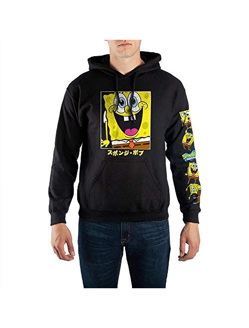 Spongebob Squarepants Cartoon Mens Black Hooded Sweatshirt