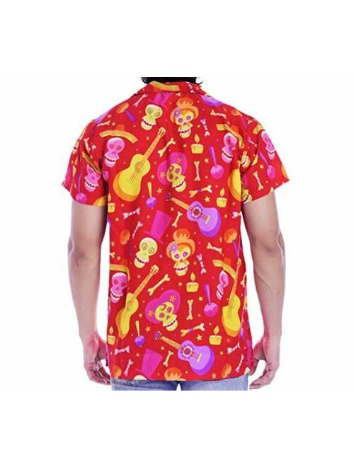 NEW Virgin Crafts Men's Short Sleeve Halloween Shirt Button Up Hawaiian Shirt Size XL