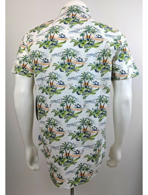 Huntington Beach Club 84 Hawaiian Shirt White with Palm Trees Size L Large NWT