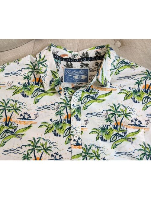 Huntington Beach Club 84 Hawaiian Shirt White with Palm Trees Size L Large NWT