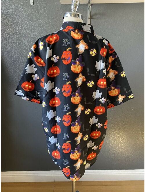 SSLR MENS's GHOST Pumpkin Skeleton Halloween Shirts BUTTON FRONT SIZE XL