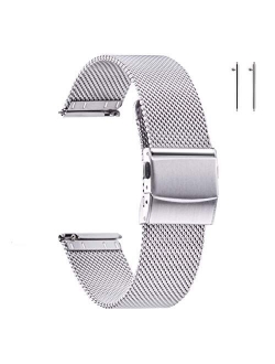 EACHE Stainless Steel Mesh Watch Band for Mens Women, Quick Release Mesh Watch Straps 12mm 14mm 16mm 18mm 20mm 22mm