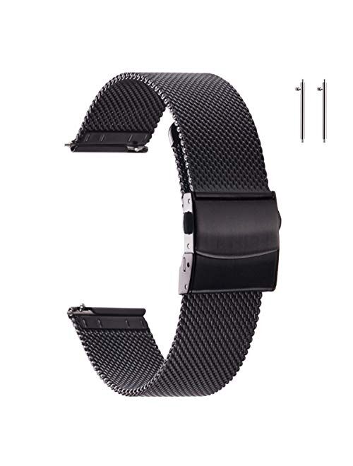 EACHE Stainless Steel Mesh Watch Band for Mens Women, Quick Release Mesh Watch Straps 12mm 14mm 16mm 18mm 20mm 22mm