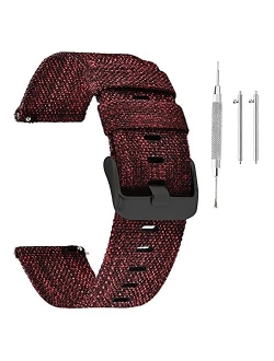 Canvas Quick Release Watch Band 18mm 20mm 22mm 24mm Nylon Watch Strap for Men Sturdy Breathable Replacement Watchband for Women