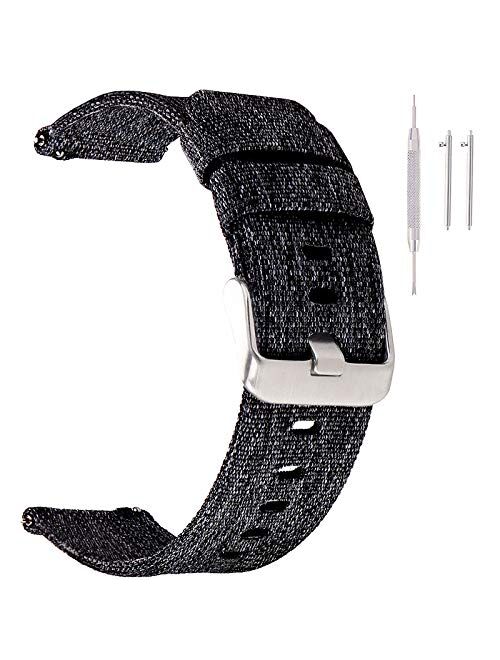 Canvas Quick Release Watch Band 18mm 20mm 22mm 24mm Nylon Watch Strap for Men Sturdy Breathable Replacement Watchband for Women