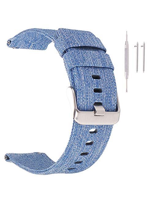 Canvas Quick Release Watch Band 18mm 20mm 22mm 24mm Nylon Watch Strap for Men Sturdy Breathable Replacement Watchband for Women