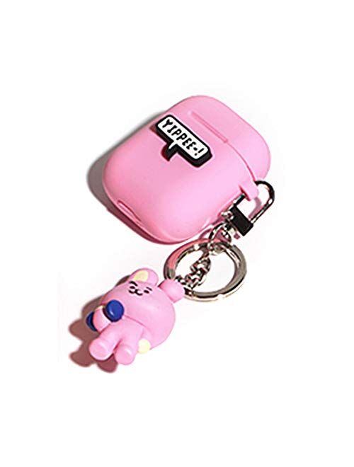 BTS BT21 New Official Merchandise - Apple Airpods Figure Silicone Case with Figure Keyring Keychain Bangtan Boys