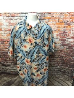 CARIBBEAN MEN'S SILK FLORAL SHORT SLEEVE HAWAIIAN SHIRT SIZE 3XB A17-14