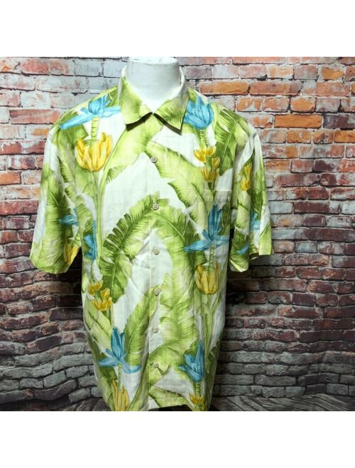 TOMMY BAHAMA MEN'S FLORAL SILK HAWAIIAN SHORT SLEEVE SHIRT SIZE M A29-11