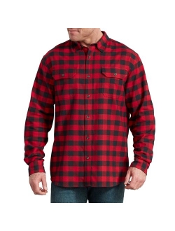 Black Blend Plaid Flannel Button-Down Shirt