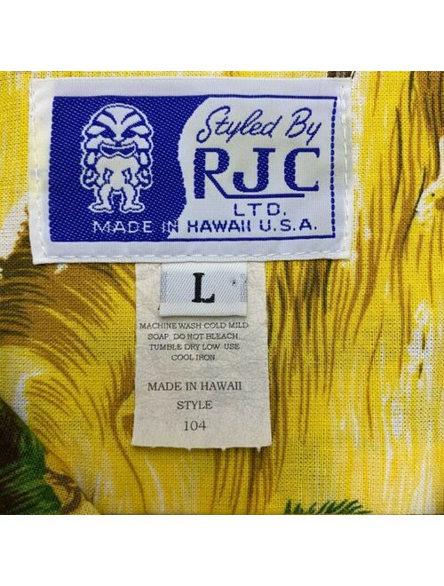 RJC MEN'S YELLOW FLORAL COTTON S/S TROPICAL HAWAIIAN SHIRT SIZE L A00-07