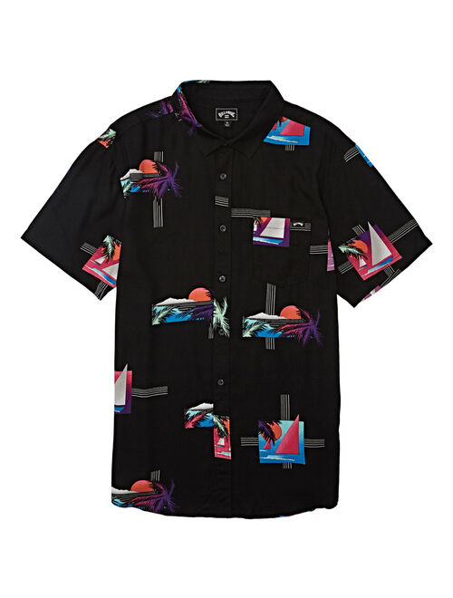 Billabong | Black Sunset Palm-Tree Sundays Floral Short-Sleeve Button-Up - Men